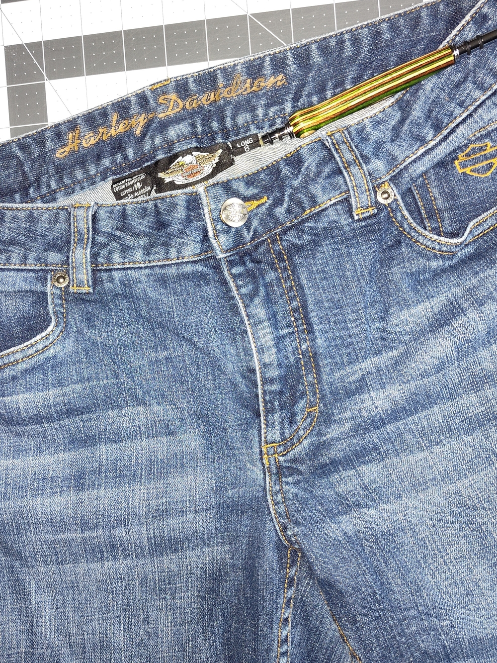 Harley-Davidson Women’s Blue Denim Jeans Size 8 Long